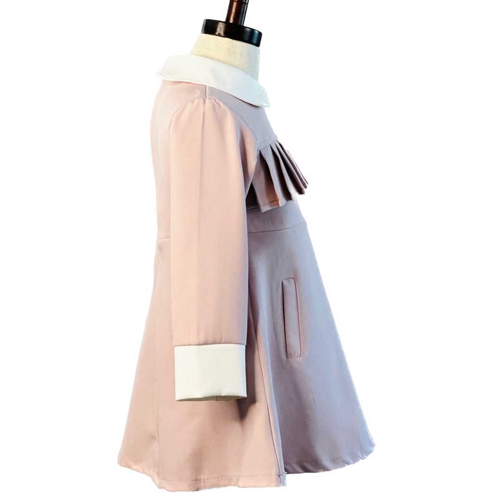Pink girls dress with white color and cuffs. - Picture 3 of 3
